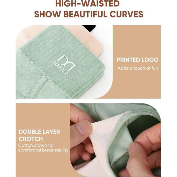 Women's Cotton High-Waisted Tummy Control Full Coverage Panties 5 Pack - Picture 3 of 4